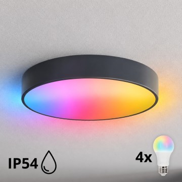 BRILAGI - LED RGBW Dæmpbar badeværelsesloftlampe CLARE 4xE27/12W/230V Ø 50 cm antracit IP54