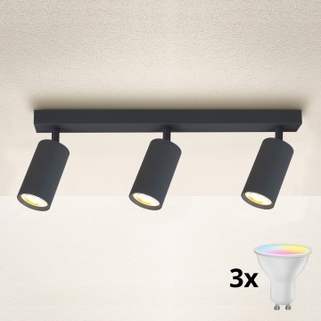 Brilagi - LED RGBW dæmpbar indbygningsspot SELE 3xGU10/4,8W/230V 3000K antracit + fjernbetjening