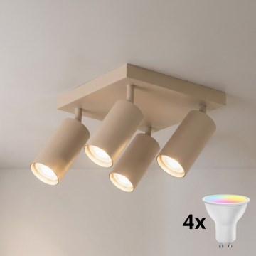 Brilagi - LED RGBW dæmpbar indbygningsspot SELE SQUARE 4xGU10/6,5W/230V 2700-6500K beige