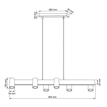 Brilagi - LED RGBW, dæmpbar pendel på wire SELE 6xGU10/6,5W/230V 2700-6500K sort + fjernbetjening