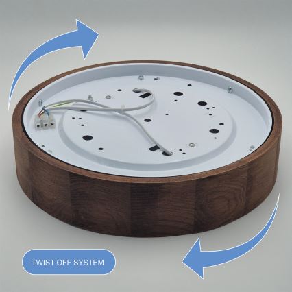 Brilagi - LED RGBW dæmpbar loftlampe CARVALHO 2xE27/15W/230V 2700–6500K Wi‑Fi, eg Ø 37,5 cm