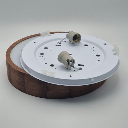 Brilagi - LED RGBW dæmpbar loftlampe CARVALHO 2xE27/15W/230V 2700–6500K Wi‑Fi, eg Ø 37,5 cm