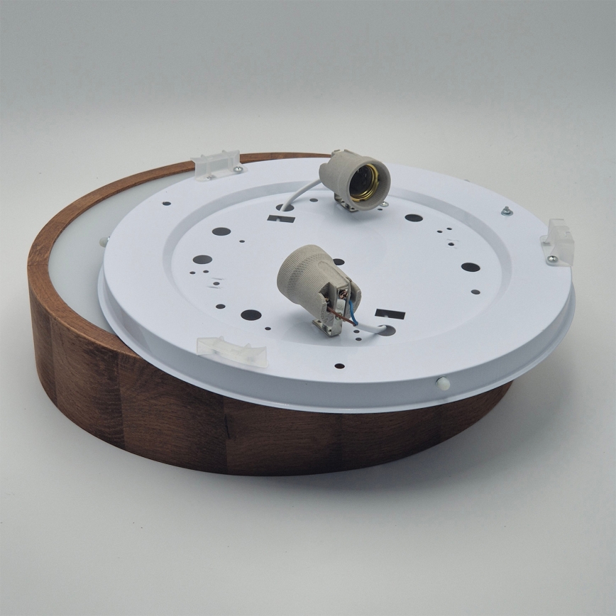 Brilagi - LED RGBW dæmpbar loftlampe CARVALHO 2xE27/15W/230V 2700–6500K Wi‑Fi, eg Ø 37,5 cm