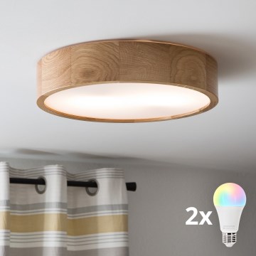 Brilagi - LED RGBW dæmpbar loftlampe CARVALHO 2xE27/9W/230V 2700-6500K Wi-Fi eg Ø 37,5 cm