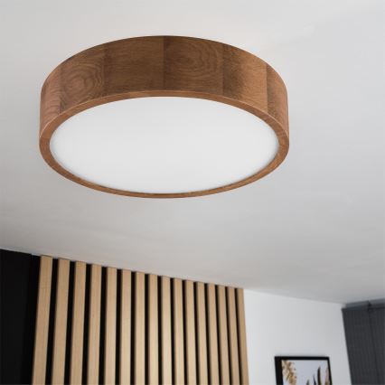 Brilagi - LED RGBW dæmpbar loftlampe CARVALHO 2xE27/9W/230V 2700–6500K Wi‑Fi, eg Ø 37,5 cm