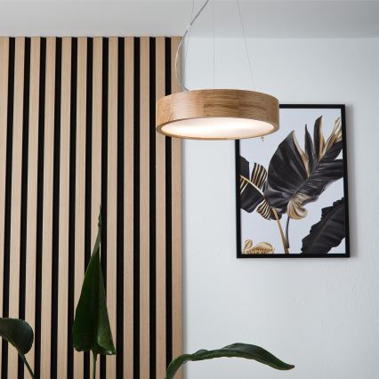 Brilagi - LED RGBW dæmpbar pendel på wire CARVALHO 2xE27/9W/230V 2700-6500K Wi-Fi eg Ø 37 cm