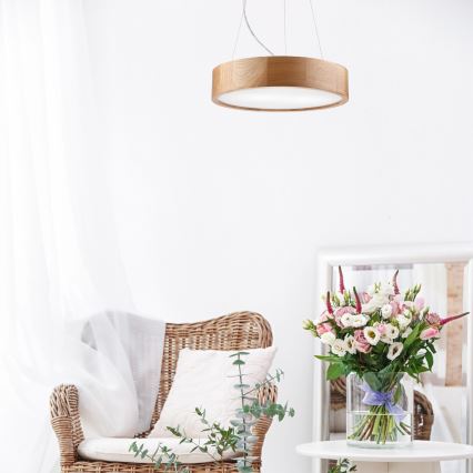 Brilagi - LED RGBW dæmpbar pendel på wire CARVALHO 2xE27/9W/230V 2700-6500K Wi-Fi eg Ø 37 cm