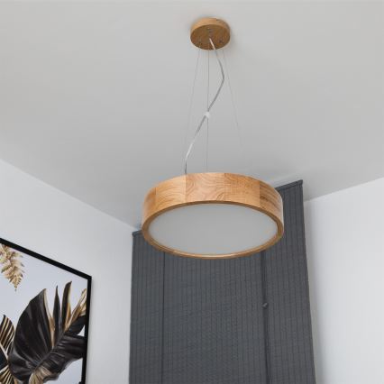 Brilagi - LED RGBW dæmpbar pendel på wire CARVALHO 2xE27/9W/230V 2700-6500K Wi-Fi eg Ø 37 cm