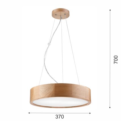 Brilagi - LED RGBW dæmpbar pendel på wire CARVALHO 2xE27/9W/230V 2700-6500K Wi-Fi eg Ø 37 cm