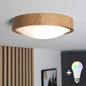 Brilagi - LED RGBW dæmpbar loftlampe CARVALHO SLIM 1xE27/15W/230V 2700-6500K Wi-Fi eg Ø 27 cm