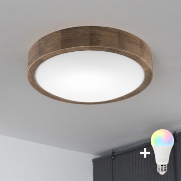 Brilagi - LED RGBW dæmpbar loftlampe CARVALHO SLIM 1xE27/9W/230V 2700-6500K Wi-Fi eg pr. 27 cm