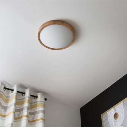 Brilagi - CARVALHO SLIM LED RGBW dæmpbar loftlampe 2xE27/15W/230V 2700-6500K Wi-Fi, egetræ, Ø37 cm