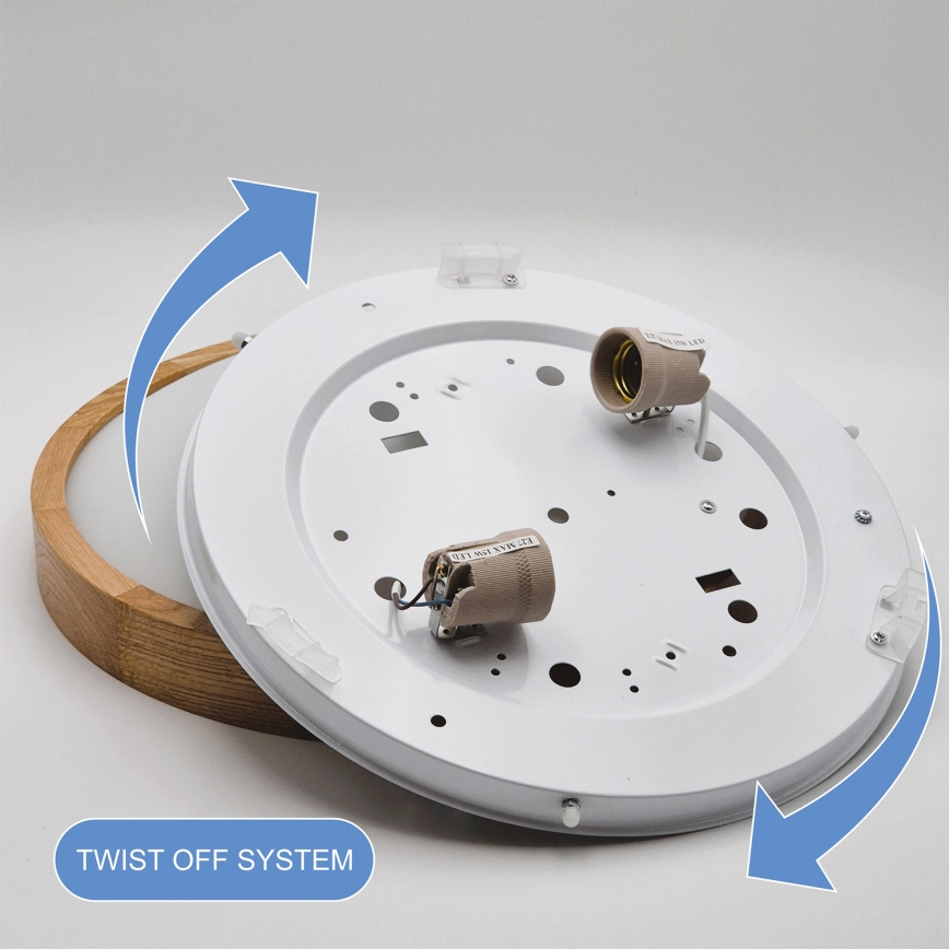 Brilagi - CARVALHO SLIM LED RGBW dæmpbar loftlampe 2xE27/15W/230V 2700-6500K Wi-Fi, egetræ, Ø37 cm