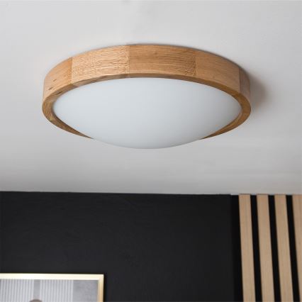 Brilagi - CARVALHO SLIM LED RGBW dæmpbar loftlampe 2xE27/9W/230V 2700-6500K Wi-Fi, egetræ, Ø37 cm