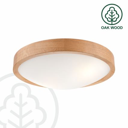 Brilagi - CARVALHO SLIM LED RGBW dæmpbar loftlampe 2xE27/9W/230V 2700-6500K Wi-Fi, egetræ, Ø37 cm