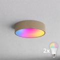 BRILAGI - LED RGBW dæmpbar loftlampe CLARE 2xE27/12W/230V 2700-6500K pr. 30 cm beige
