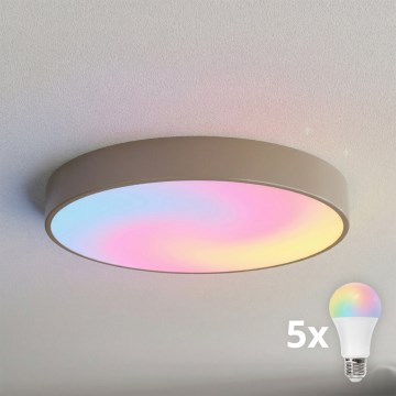 BRILAGI - LED RGBW dæmpbar loftlampe CLARE 5xE27/12W/230V 2700-6500K Ø 60 cm beige