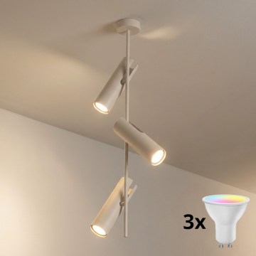 Brilagi - LED RGBW dæmpbar loftlampe på stang BRANCH 3xGU10/6,5W/230V 2700-6500K beige