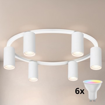 Brilagi - LED RGBW Dæmpbar loftlampe SELE 6xGU10/6,5W/230V 2700-6500K hvid + fjernbetjening