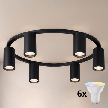 Brilagi - LED RGBW Dæmpbar loftlampe SELE 6xGU10/6,5W/230V 2700-6500K sort + fjernbetjening