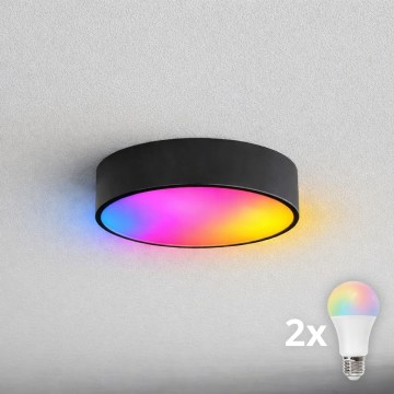 BRILAGI - LED RGBW dæmpbar loftlampe til badeværelse CLARE 2xE27/12W/230V 2700-6500K Ø 30 cm IP54 sort