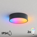 BRILAGI - LED RGBW dæmpbar loftlampe til badeværelse CLARE 2xE27/12W/230V Ø 30 cm antracit IP54