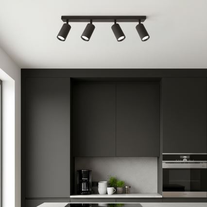 Brilagi - LED RGBW dæmpbart spotarmatur SELE MODERN 4xGU10/4,8W/230V 3000K sort + fjernbetjening