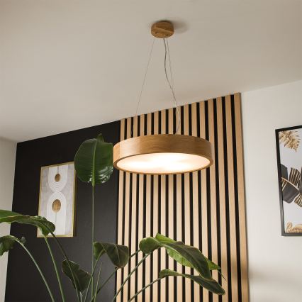 Brilagi - LED RGBW dæmpbar pendel på wire CARVALHO 3xE27/9W/230V 2700-6500K Wi-Fi eg Ø 47,5 cm