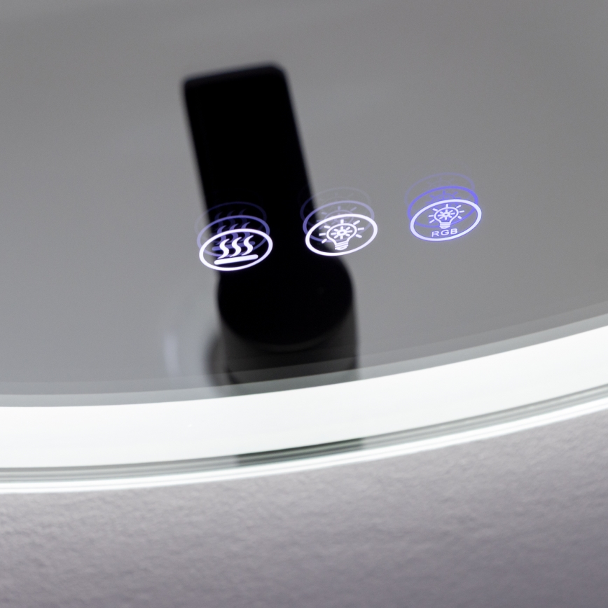 Brilagi - LED RGBW opvarmet badeværelsesspejl AVA PRO LED/18W/230V Ø 60 cm IP44 CRI 90 dæmpbar + CCT