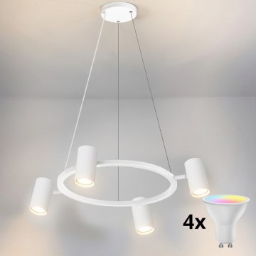 Brilagi - LED RGBW dæmpbar pendel med wireophæng SELE 4xGU10/6,5W/230V 2700-6500K hvid