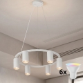 Brilagi - LED RGBW dæmpbar pendel med wireophæng SELE 6xGU10/6,5W/230V 2700-6500K hvid + fjernbetjening