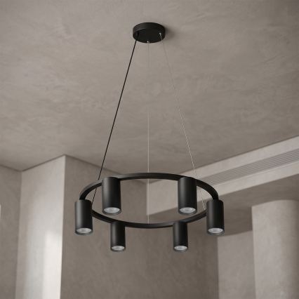 Brilagi - LED RGBW dæmpbar pendel på wire SELE 6xGU10/6,5W/230V 2700-6500K sort + fjernbetjening