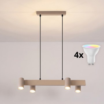 Brilagi - LED RGBW dæmpbar pendel på kabel SELE 4xGU10/6,5W/230V 2700-6500K beige