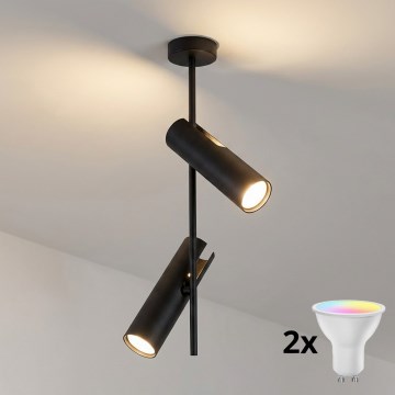 Brilagi - LED RGBW dæmpbar pendel på stang BRANCH 2xGU10/6,5W/230V 2700-6500K sort