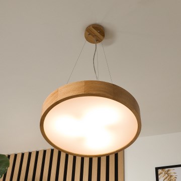 Brilagi - LED RGBW dæmpbar pendel på wire CARVALHO 3xE27/15W/230V 2700-6500K Wi-Fi eg Ø 47,5 cm