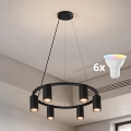 Brilagi - LED RGBW dæmpbar pendel på wire SELE 6xGU10/6,5W/230V 2700-6500K sort + fjernbetjening