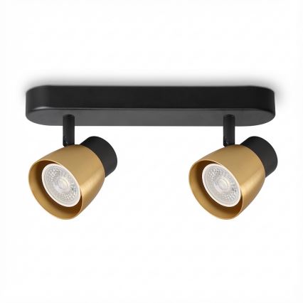 Brilagi - LED RGBW dæmpbar spotlight NUGGET 2xGU10/4,8W/230V 3000K sort/guld + fjernbetjening