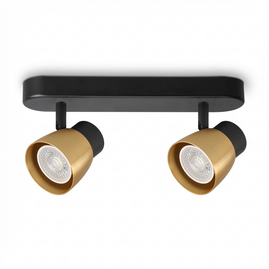 Brilagi - LED RGBW dæmpbar spotlight NUGGET 2xGU10/4,8W/230V 3000K sort/guld + fjernbetjening