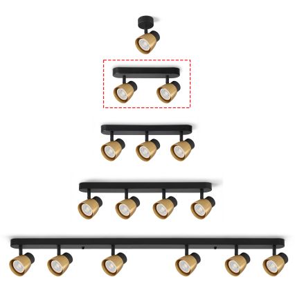 Brilagi - LED RGBW dæmpbar spotlight NUGGET 2xGU10/4,8W/230V 3000K sort/guld + fjernbetjening