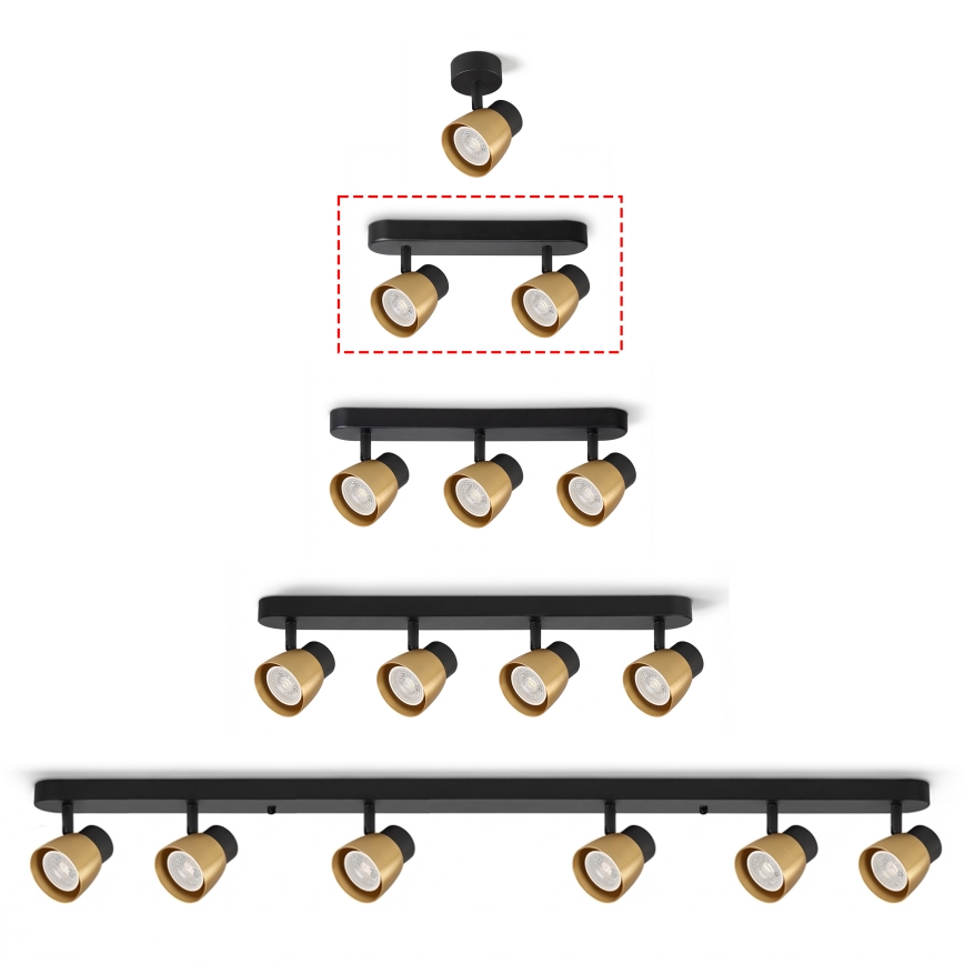 Brilagi - LED RGBW dæmpbar spotlight NUGGET 2xGU10/4,8W/230V 3000K sort/guld + fjernbetjening
