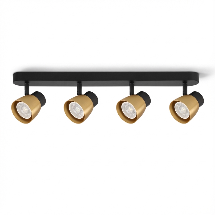 Brilagi - LED RGBW dæmpbart spotarmatur NUGGET 4xGU10/4,8W/230V 3000K sort/guld + fjernbetjening