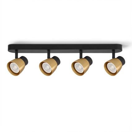 Brilagi - LED RGBW dæmpbart spotarmatur NUGGET 4xGU10/6W/230V 3000K sort/guld + fjernbetjening