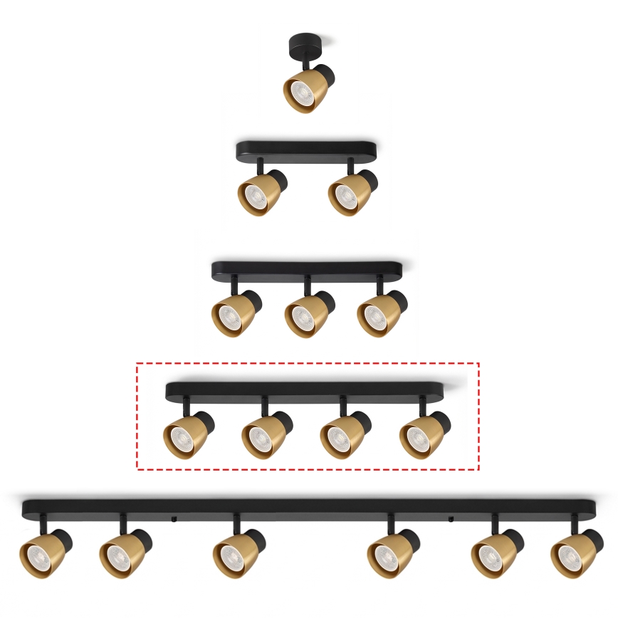 Brilagi - LED RGBW dæmpbart spotarmatur NUGGET 4xGU10/6W/230V 3000K sort/guld + fjernbetjening