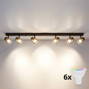 Brilagi - LED RGBW dæmpbar spot NUGGET 6xGU10/6,5W/230V 2700-6500K Wi-Fi sort/guld