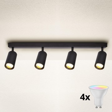 Brilagi - LED RGBW dæmpbar spot SELE 4xGU10/4,8W/230V 3000K sort + fjernbetjening
