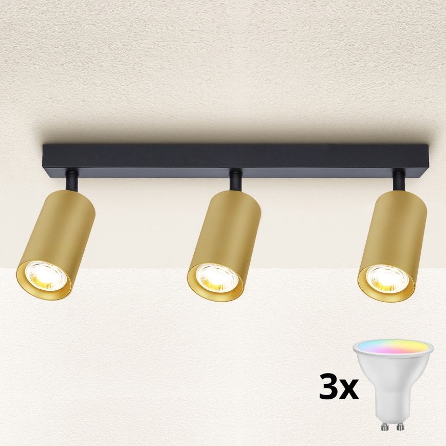 Brilagi - LED RGBW dæmpbar spot SELE GOLDEN 3xGU10/6,5W/230V 2700-6500K sort/guld