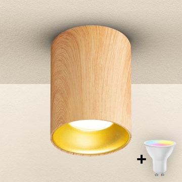 Brilagi - LED RGBW dæmpbar spot TRINE 1xGU10/30W/230V 3000K Wi-Fi, egetræsfiner