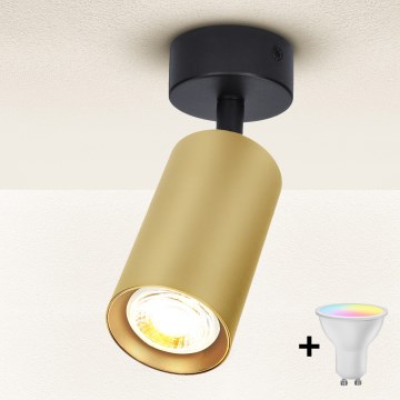 Brilagi - LED RGBW dæmpbar spotarmatur SELE GOLDEN 1xGU10/4,8W/230V 3000K sort/guld + fjernbetjening