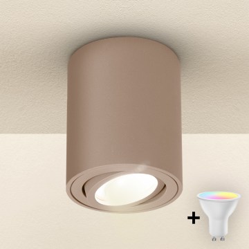 Brilagi - LED RGBW dæmpbar spotlampe MIA 1xGU10/4,8W/230V 3000K 100x80 mm beige + fjernbetjening
