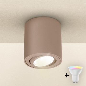 Brilagi - LED RGBW dæmpbar spotlampe MIA 1xGU10/4,8W/230V 3000K 84x80 mm beige + fjernbetjening
